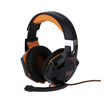 PS4 Gaming Headset, YKS Xbox One PS4 Gaming Headphone with Omnidirectional Microphone, Volume Control, USB LED Light for PS4 PC Xbox Laptop Mac Playstation4(Black & Orange)