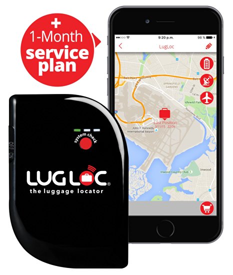 LugLoc Luggage Locator with 1-Month Service Plan! Also includes initial FREE 30-days of Unlimited Tracking, for a total of 2-Months of tracking!