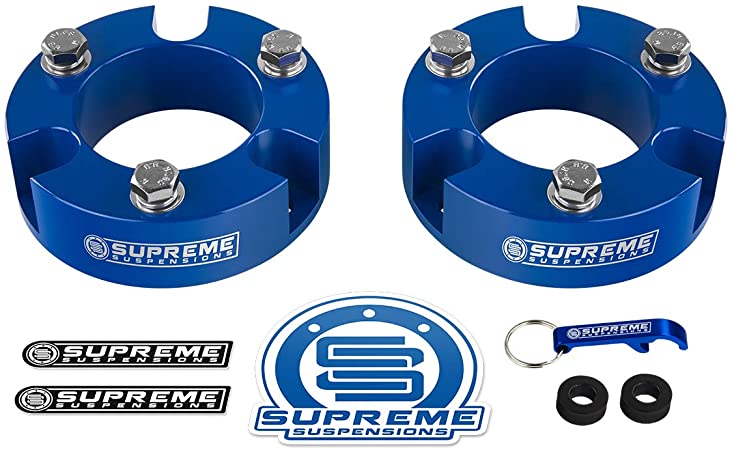 Supreme Suspensions - Front Leveling Kit for 2005-2020 Toyota Tacoma 2.5" Front Lift Aircraft Billet Aluminum Strut Spacers 2WD 4WD (Blue)