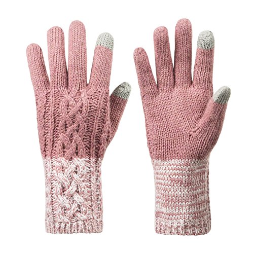 Winter Warm Knit Gloves for Women, Wool Touchscreen Texting Thick Gloves for Beanies Matching by REDESS