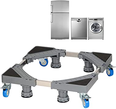 Washing Machine Stand Yonader Multi-functional Movable Adjustable Base with 4 Locking Rubber Wheels and 4 Strong Feet Size for Dryer, Washing Machine and Refrigerator