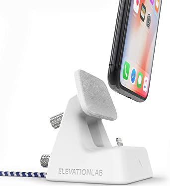 ElevationDock 4 - iPhone Dock, MFi-Certified, One Hand Undocking & Adjustable for Cases. (Matte White) iPhone Xs/Xs Max/XR/X /8/8 Plus/ 7/7 Plus…