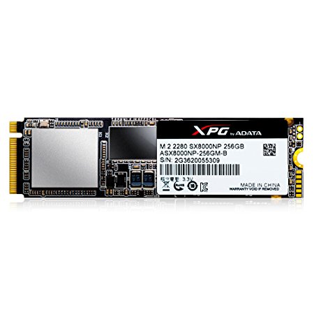 ADATA XPG SX8000 PCIe 256GB 3D NAND MLC NVMe Gen3x4 M.2 2280 Solid State Drive (ASX8000NP-256GM-C)