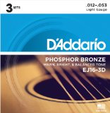 DAddario EJ16-3D Phosphor Bronze Acoustic Guitar Strings Light 3 Sets
