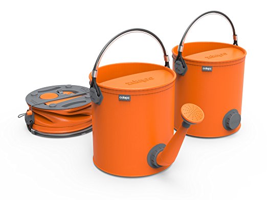 COLOURWAVE Collapsible 2-in-1 Watering Can/Bucket, 7-Liter, Juicy Orange