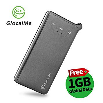 GlocalMe 4G LTE Dual-Band Mobile Wi-Fi Router Global MiFi with 1GB free initial data, SIM Slot Unlocked, Free Roaming, Portable Wi-Fi with 5350mAh power bank (U2-Grey)