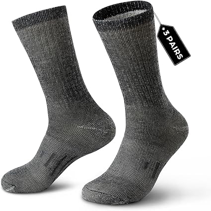 3 Pairs Thermal 80% Merino Wool Socks Thermal Hiking Crew Winter Men's Women's Kid's