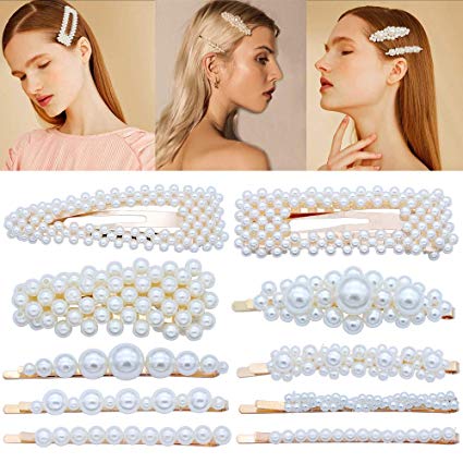 10 Pcs Pearl Hair Barrettes Hair Pins for Girls Women Wedding Bridal Decorative Artificial Pearl Hair Clips Handmade Pearl Wrapped Hair Pins Hair Accessories