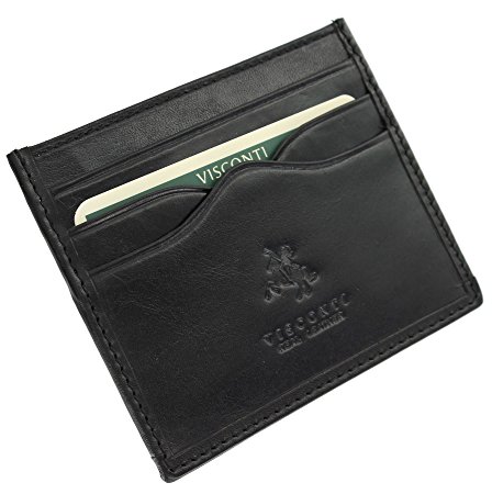 Visconti Monza Collection Slim Leather POMPEII Credit Card Holder MZ1 Black