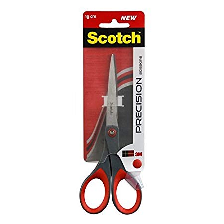 Scotch 278114 'Precision' Scissors - 18 cm, Grey/Red, 1 Pair