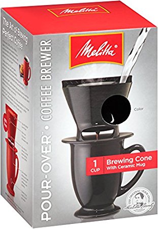 Melitta Ready Set Joe Pour-Over Coffee Maker Brewer, Single Cup with Black Brewing Cone and Coffee Mug (Pack of 4)