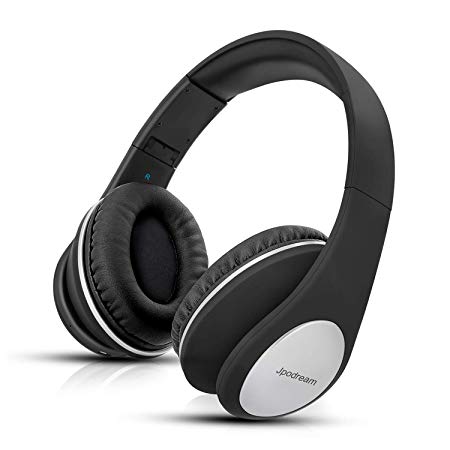 Wireless Headphones Over Ear, Jpodream HiFi Stereo Bluetooth Headphones with Deep Bass, Foldable and Wired Headphones with Built-in Mic for Travel Work TV Cell Phone and PC - Black