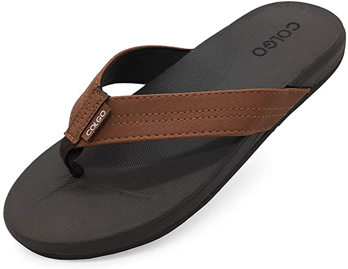 Colgo Mens Comfortable Flip Flops Lightweight Wide Thong Sandals Summer Beach Sandals