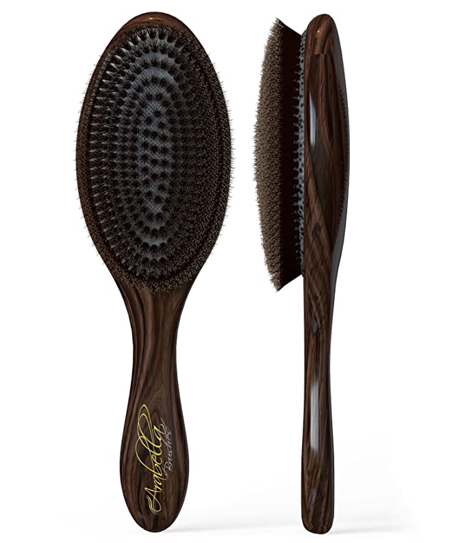 100% Natural Boar Bristle Hair Brush Best Used for Short or Long Hair, Beards- Soft Bristles-professional Salon Quality- For Men and Women- Light Weight.