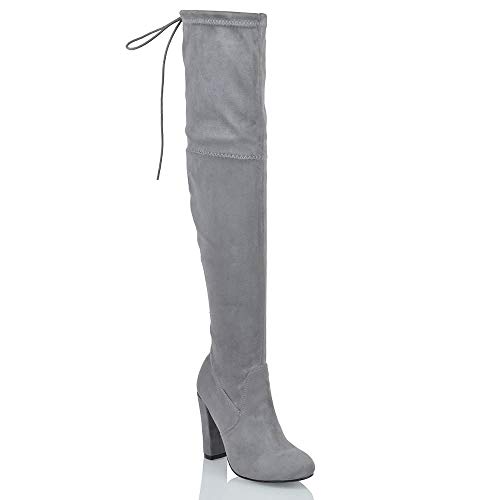 ESSEX GLAM Women's Microfiber Thigh Boots Block