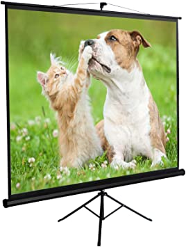 ZENY Projection Screen Manual Pull Up Projector with Stand 100'' Diagonal, Projector 4:3 HD Foldable Tripod Stand Suitable for HDTV/Sports/Movies/Presentations