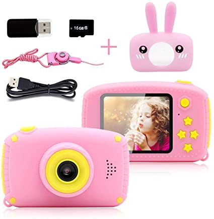 Seckton Toys for 3-6 Year Old Girls Kids Camera HD 1080P Digital Camera for Kids Video Recorder Cameras Cartoon Camcorder Best Gift Children Party Outdoor Play Pink Rabbit Christmas Birthday Gifts