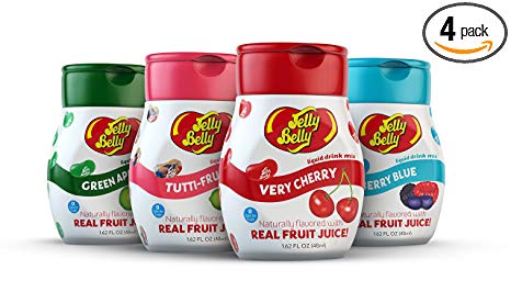 Jelly Belly - Water Enhancer, Variety Pack (4 bottles, Makes 96 Flavored Water drinks) - Sugar Free, Zero Calorie, Naturally Flavored Liquid Drink Mix - Made with Real Fruit Juice