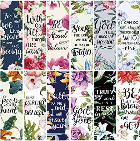 36 Pieces Magnetic Bible Verse Bookmarks Inspirational Scripture Book Markers Encouraging Flower Page Clips Presents for Women Kids Students Teachers School Home Office Supplies