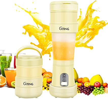 Portable Blender, G-TING Collapsible Personal Smoothies Blender Cordless, Single Serve Mini Blender 500ml USB Rechargeable Small Juice Mixer Portable Juicer Shakes, Smoothies, Home, Travel & Gym