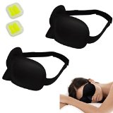 Ipow Lightweight Comfortable Soft Contoured Sleep Eye Mask Shades Blinder Drapes and Ear Plugs - Perfect for Men Women Children and Shift Workers Adjustable Size 2 Packblack