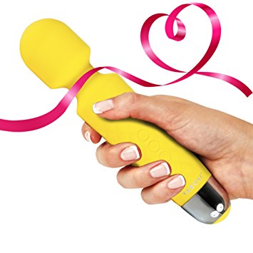 Cordless Wand Massager by Yarosi - Strongest Therapuetic Vibrating Power - Best Rated for Travel Gift - Magic Stress Away - Perfect for Muscle Aches and Personal Sports Recovery - USB - Mini - Yellow