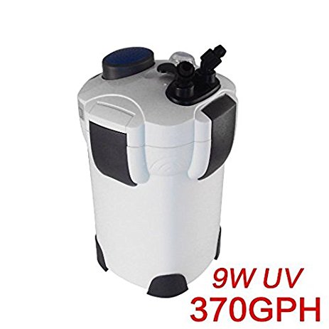 Pingkay 3-stage External Canister Filter with 9-watt Uv Sterilizer for Aquarium 370 GPH Builtin Pump Kit Canister