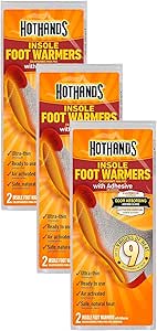 Insole Foot Warmers with Adhesive - Long Lasting Safe Natural Odorless Air Activated Warmers - Up to 9 Hours of Heat