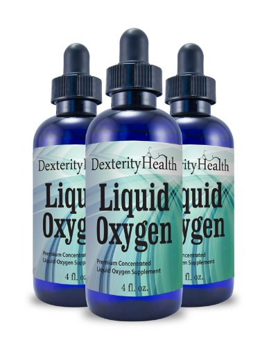 Liquid Oxygen Drops, Stabilized Oxygen Drops, Premium Concentrated Liquid Oxygen Supplement, Three 4 oz Bottles
