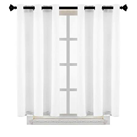 Milly&Roy Blackout Curtains Grommet Thermal Insulated Room Darkening Curtains for Living Room 42 x 63 inch White Set of 2 Curtain Panels