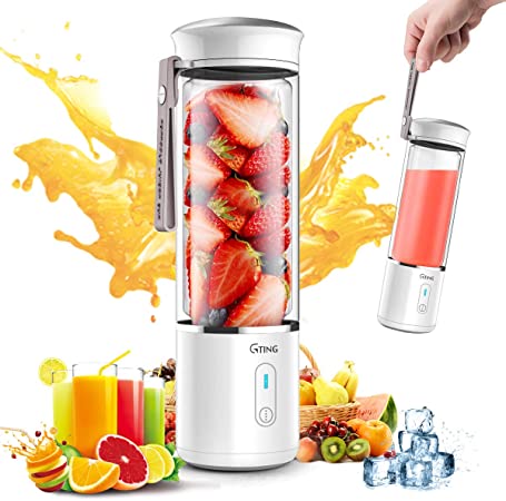 Portable Blender, G-TING Personal Smoothies Blender Cordless, Mini Blender Single Serve 400ml USB Rechargeable Small Juice Mixer Portable Juicer for Shakes, Smoothies, Home, Travel & Gym