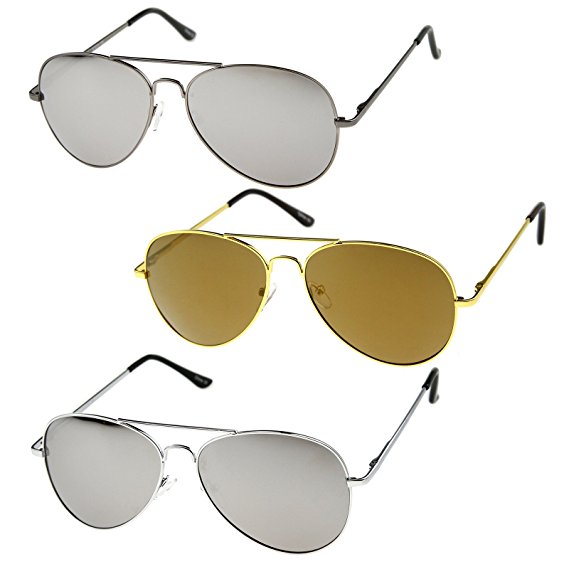 zeroUV - Classic Metal Frame Spring Hinges Color Mirror Lens Aviator Sunglasses 56mm