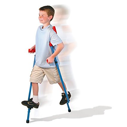 Original Walkaroo Steel Stilts by Air Kicks with Ergonomic Design for Easy Balance Walking, Assorted Colors (Blue or Red)