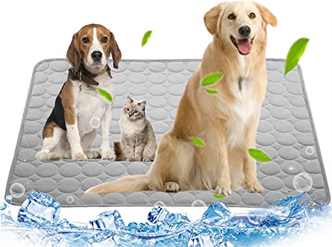 Dog Self Cooling Mat Pet Breathable Summer Cooling Pads Chill Cooling Blankets Cats WashableIce Silk Sleep Mat,Washable Sleeping Kennel Mat Pad Non-Toxic for Large Dogs Animal ReusableTraining Pad