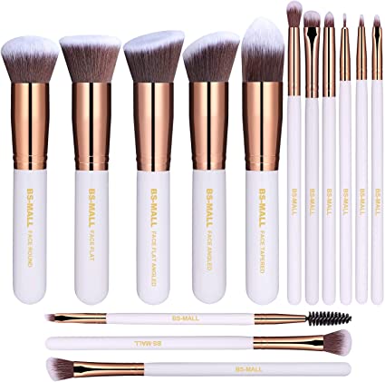 BS-MALL(TM) Makeup Brushes Premium 14 Pcs Synthetic Foundation Powder Concealers Eye Shadows Makeup Brush Sets(white)