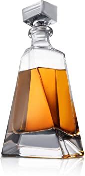 Atlas Whiskey Decanter – 22 oz Crystal Modern Decanter – Small Liquor Decanter with Stopper – Booze Decanter for Whiskey, Bourbon, Brandy, Liquor, and Rum – Scotch Bar Container