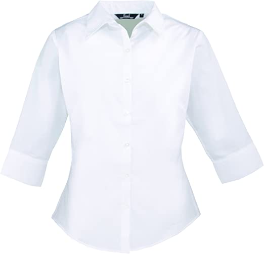 Premier Women's Formal Poplin 3/4 Sleeve Blouse