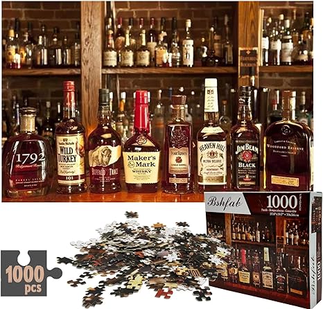 Whiskey 1000 Pieces Jigsaw Puzzle for Adults Premium Quality Recycled Material Jigsaw Puzzle Intense Colors and High Definition Printing Hobby Puzzles Toy