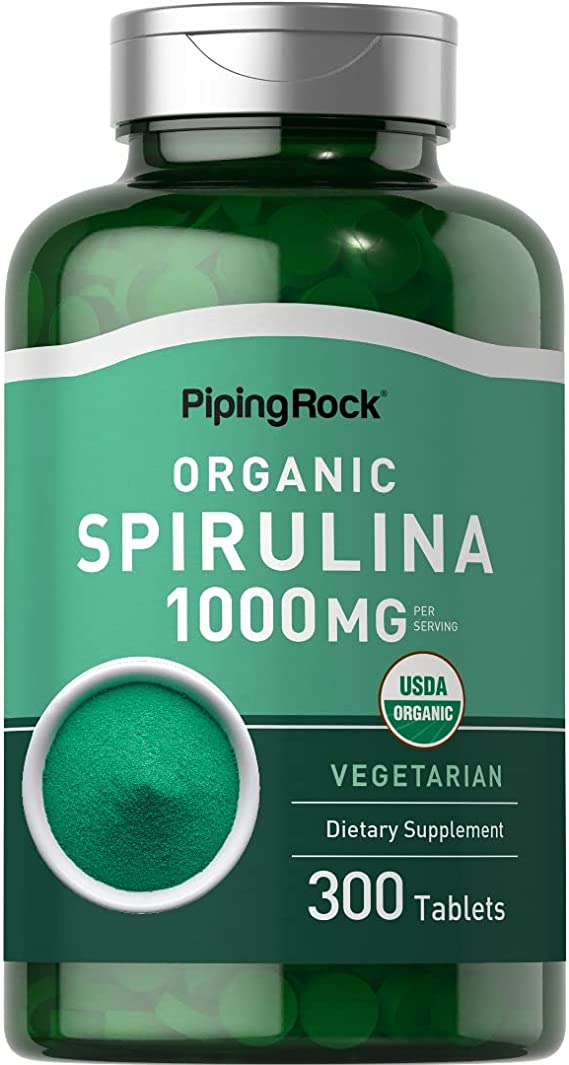 Piping Rock Spirulina Capsules 500mg | 300 Tablets | Blue Green Algae Pills | Vegetarian, Non-GMO, Gluten Free Supplement