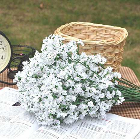 HNXZL 24 Pcs Artificial White Babysbreath Gypsophila Flower Wedding Party Home Decor