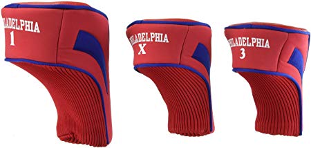 Team Golf MLB Contour Golf Club Headcovers (3 Count), Numbered 1, 3, & X, Fits Oversized Drivers, Utility, Rescue & Fairway Clubs, Velour lined for Extra Club Protection