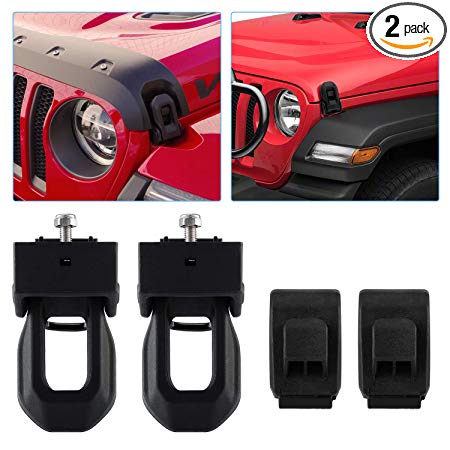 Kohree JL Hood Latch, Jeep Wrangler Hood Latch Lock Catch Jeep JK Accessories, Original Black Stainless Steel Hood Catch Kit for Jeep Wrangler 2007-2019 JK JL