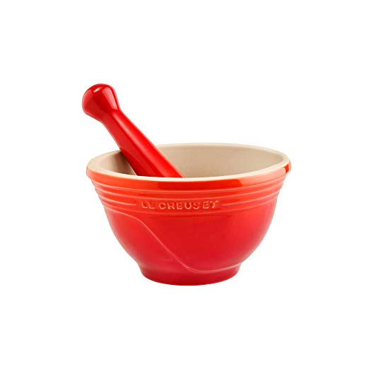 Le Creuset Flame Stoneware 10 Ounce Mortar and Pestle Set