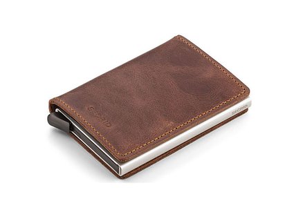 Men Slim Wallet Genuine Leather Vintage RFID Safe Card Case for max 12 cards