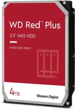 Western Digital 4TB WD Red Plus NAS Internal Hard Drive - 5400 RPM Class, SATA 6 Gb/s, CMR, 128 MB Cache, 3.5" -WD40EFZX