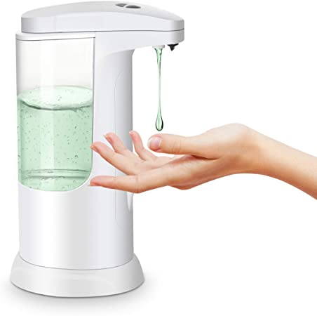 MECO Soap Dispenser Touchless Automatic Hand Sanitizer Dispenser with Infrared Motion Sensor Hands-Free Three Speeds Adjustable Waterproof Base for Home, School, Office, Hotel, Restaurant (White)