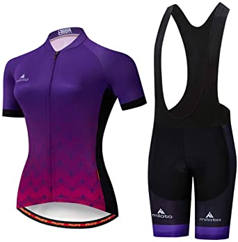 Uriah Women's Cycling Jersey Bib Shorts Black Sets Short Sleeve Reflective