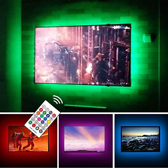 LED Strip Lights for 85-95 inches TV-USB Powered TV Backlight Lights Kit with RF Remote Cover All 4/4 Sides Behind TV Lights Movies Game Decor Mood Lighting