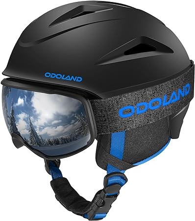 Odoland Snowboard Helmet, Ski Helmet with Ski Goggles for Adults, Durable PC Shell & EPS Foam, Safety Snow Helmets Goggles for Men Women Youth