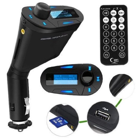 Se7enline Car Kit MP3 Player Wireless FM Transmitter Modulator with USBSDCard Reader MMC Slot and Remote Control